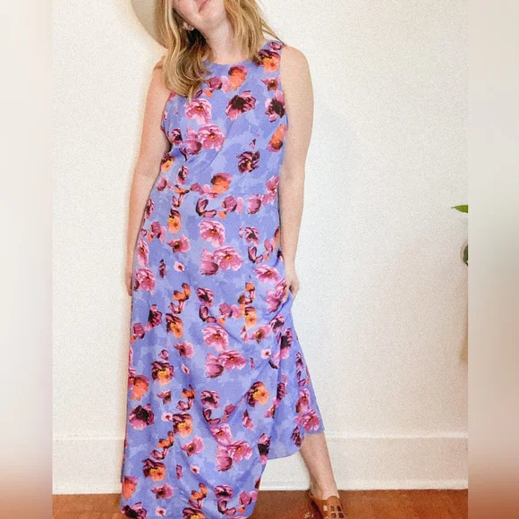 Banana Republic | Floral Contrast Stitch Maxi Dress, Sz. 20 - Picture 2 of 10